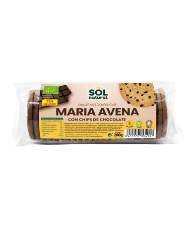 SOLNATURAL Maria Oatmeal Cookies with Chocolate Chips Gluten Free Organic 200g Natural Sun