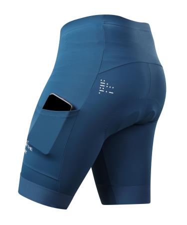 INBIKE Cycling Shorts Men's Short Cycling Shorts with Seat Padding Pocket Summer Breathable Elastic Blue XXL