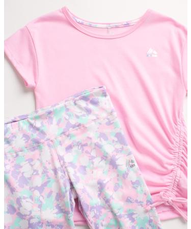 RBX Girls Active Set: 2-Pack Pink Lime Light T-Shirt and Capri Yoga Pants, Size 10-12 - Buy Online on GoSupps.com