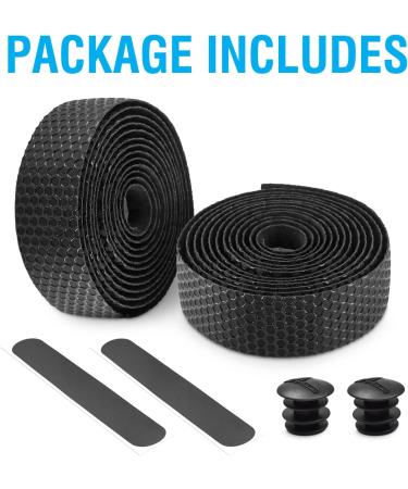 MARQUE Hex Bike Handlebar Tape - Improved Grip for Road Cycling Bicycles - Black (2 Rolls) - Buy Online on GoSupps.com