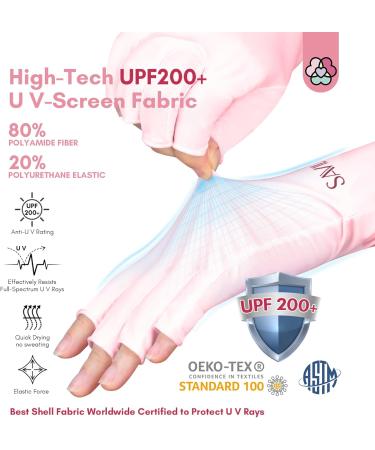 Saviland Anti UV Gloves for Gel Nails - 2 Pairs, UPF200+ Professional Protection Gloves for Gel Manicures - Pink/Nude - Buy Online on GoSupps.com