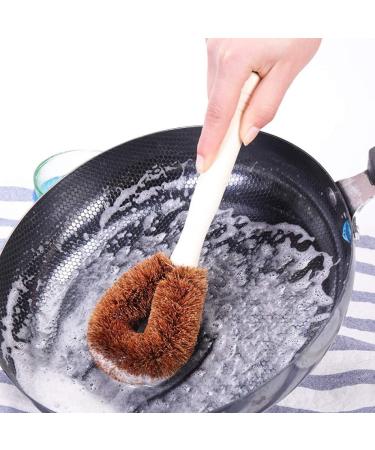 Shop Kitchen Brush Set | Long Handle Coco Wash Pot & Oil Bowl Cleaning Brushes - Four Loaded Sponges - Buy Online on GoSupps.com