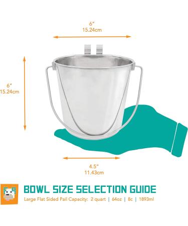 Fuzzy Puppy Flat Sided Pail with Dual Hooks | Heavy Duty Stainless Steel 2-Quart | Fits Dog, Cat, and Critter Crates & Cages - Buy Online on GoSupps.com