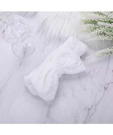 Molain Spa Headband Bowknot - White Coral Fleece Elastic Headband for Skincare, Makeup, and Shower - Buy Online on GoSupps.com