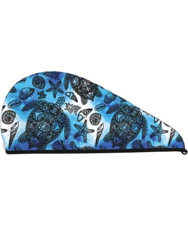 Super Absorbent Coral Velvet Microfiber Hair Towel Wrap for Women | Turtle Shell Algae Starfish Design | Quick Dry for Long Curly & Thick Hair - Buy Online on GoSupps.com