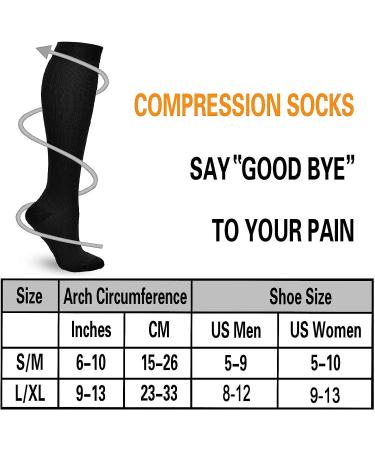 Double Couple 8 Pairs Compression Socks 20-30 mmHg Knee High Medical Stockings for Men Women - Nurses Pregnancy - Black (L-XL) - Buy Online on GoSupps.com
