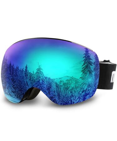 AKASO OTG Ski Goggles, Snowboard Goggles, Mag-Pro Magnetic Interchangeable Lenses, Snow Goggles for Men & Women A1-black Frame / Grey Lens With Blue Coating (Vlt 10.5%)