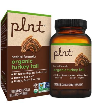 plnt Organic Turkey Tail - Mushroom Herbal Formula for Immune Support (120 Organic Capsules) 120 Count (Pack of 1)