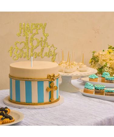 Tenhaisi Glitter Golden Happy 16th Birthday Cake Topper Sweet Sixteen Cake Topper - Kids 16th Birthday Party Decoration Age 16 Sign Cheers to 16 Years Birthday/Wedding Anniversary Party Supplies - Buy Online on GoSupps.com