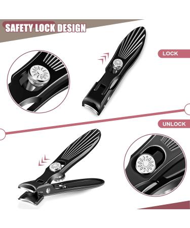 2024 Upgrade Nail Clippers for Men - Heavy Duty Thick Nail Cutters with Wide Jaw & Catcher | Mess-Free Ultra Sharp Fingernail Clippers for Seniors - Black - Buy Online on GoSupps.com