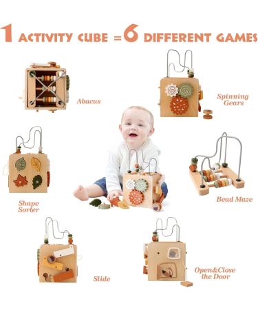 Youuus 5-in-1 Wooden Motor Cubes | Montessori Baby Toys for Motor Skills | Educational Activity Center for Toddlers - International Shipping - Buy Online on GoSupps.com