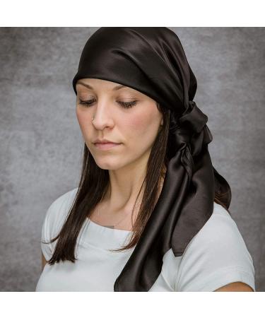 Mulberry Park Pure 19 Momme Silk Head Scarf Bandana - Prevent Frizz, Maintain Hairstyle, and Support Hair Regrowth - 36 Inch Square Black - Buy Online on GoSupps.com