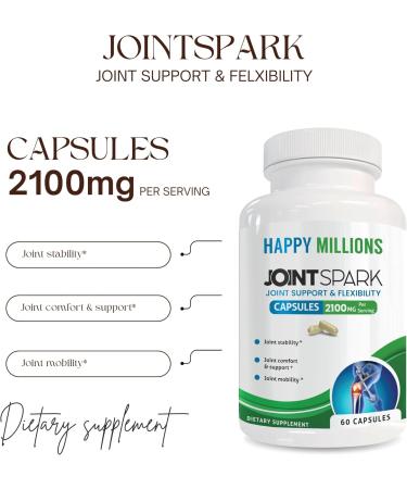 HAPPY MILLIONS JOINTSPARK Joint Support Supplement Glucosamine, Chondroitin & MSM with Boswellia, Turmeric, Quercetin & Bromelain Supports Joint Comfort Gluten Free, Non GMO 60 Capsules - Buy Online on GoSupps.com