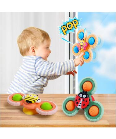 Vicloon Suction Cup Spinning Toys - 3 Silicone Baby Sensory Toys with Bite Ring for Ages 1-3 - Ideal Swimming Gifts - Buy Online on GoSupps.com