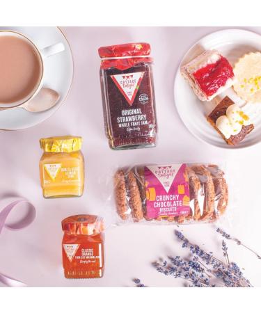 Cottage Delight - Tea Break Treats - Original Strawberry Whole Fruit Jam 340g - Crunchy Chocolate Biscuits 150g - Our Classic Lemon Curd 105g - Classic Orange Thin Cut Marmalade 113g - Buy Online on GoSupps.com