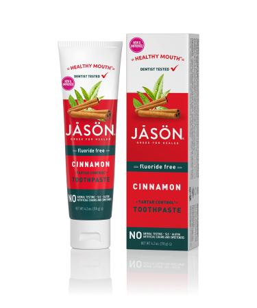 Jason Healthy Mouth Tartar Control Fluoride-Free Paste Tea Tree Oil & Cinnamon 4.2 Oz (Packaging May Vary)