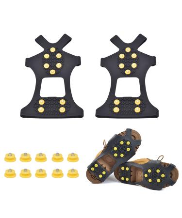 Shoe Spikes 10-Stud Ice Cleats Crampons Slip-on Stretch Shoes Spikes for Winter Outdoor Sports Climbing - Buy Online on GoSupps.com