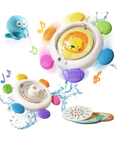 YIFOV Suction Cup Sensory Toys Baby Bath Toys with Suction Cup Silicone Flipping Board Release Stress and Anxiety Travel Toys for Kids Silicone Sucker Toys Gifts for Toddlers Style 2