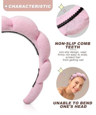 Sponge Spa Headband for Women Pink Face Washing and Makeup Headband with Bonus Scrunchie and Wash Bands - Buy Online on GoSupps.com