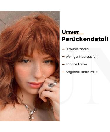 Buy Testar Auburn Copper Ginger Wig - Short Orange Brown Curly Bob with Ponytail | Synthetic Women's Wig for Daily Use - Buy Online on GoSupps.com
