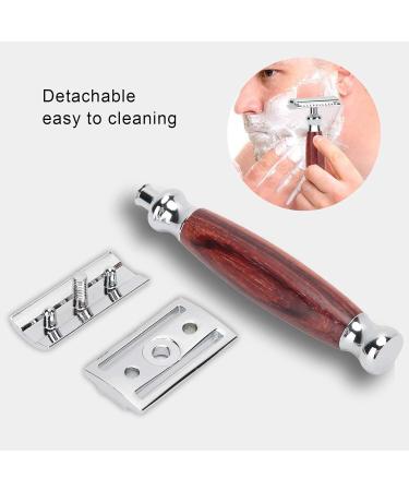Men's Portable Double Edge Razor - Wooden Handle Shaver for Beard & Body Hair Trimming - Buy Online on GoSupps.com