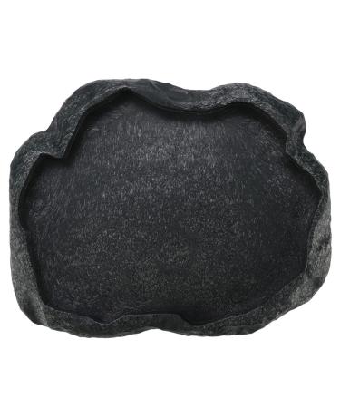 Baby Tortoise Water Dish Bathing Station for Outside Bearded Dragon Food Bowl Bowls Reptiles & Amphibians Feeding Slate Frog Gecko Giant African Land Snail Heepdd Reptile Large (Emerald Black) M Emerald Black