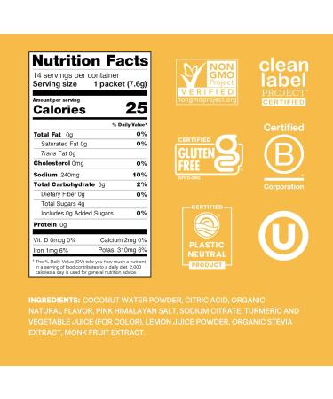 Cure Hydration | Plant-Based Electrolyte Drink Mix | No Added Sugar | FSA-HSA | Dehydration Relief Powder Made with Coconut Water | Non-GMO | Vegan | Pouch of 14 Packets - Peach Mango - Buy Online on GoSupps.com