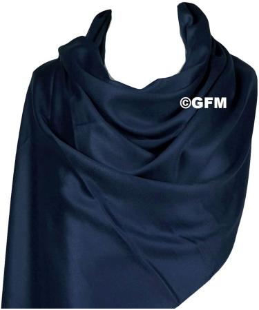 GFM Smooth Shiny Surface Pashmina Style Scarf - L9 Very Dark Navy Blue - Buy Online on GoSupps.com