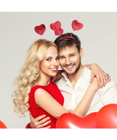Lurrose Red Sequin Heart Headband - Festive Love-shaped Hair Boppers for Parties and Festivals - Buy Online on GoSupps.com