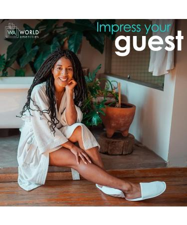 World Amenities Premium Spa Slippers Bulk - 10 Pairs, Unisex | Individually Wrapped Hotel & Travel Amenities | Ultra Soft Disposable Guest Slippers - White - Buy Online on GoSupps.com