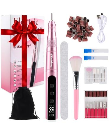 Kalolary Electric Nail Files 20000RPM Professional Nail Drill for Acrylic Nails Gel Portable USB Electric Nail Drill with 13 Drill Bits 30 Sanding Bands Manicure Pedicure Kit for Home Nail Salon