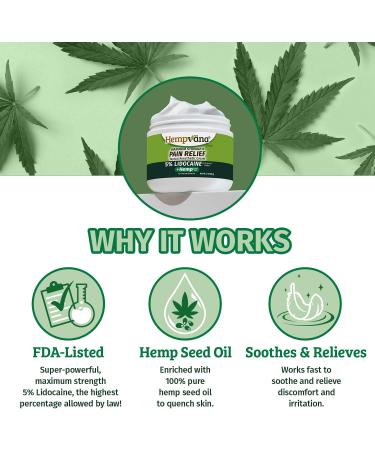 Hempvana Lidocaine 5% Relief Cream - Numbs Irritated Nerves Fast Anorectal Relief Hemp Seed Oil Non-Greasy 4-oz Jar - AS-SEEN-ON-TV - Buy Online on GoSupps.com