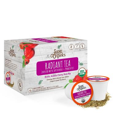 Super Organics Beauty Boost Green Tea Pods With Superfoods & Probiotics | Keurig K-Cup Compatible | Beauty Tea, Skin Care Tea | USDA Certified Organic, Vegan, Non-GMO Natural & Delicious Tea, 12ct
