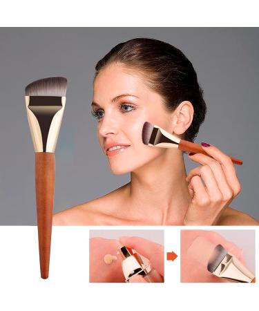 Wooden Handle Makeup Brush 2 Wooden Handle Flat Head Makeup Brush Flat Top Makeup Brush 2 Foundation Makeup Brush Makeup Brush With Wooden Handle Contour Brush For Women And Girls - Buy Online on GoSupps.com