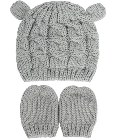 XYIYI Newborn Baby Winter Beanie Hat & Mitten Set for Boys Girls 6-18 Months - Grey - Buy Online on GoSupps.com