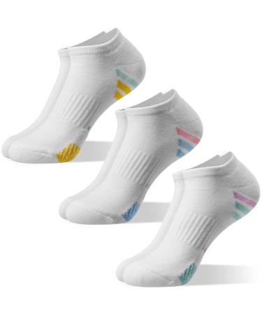 ECOEY Boys and Girls No Show Cushioned Athletic Running Socks Multipack White Assorted 12 Pairs Small