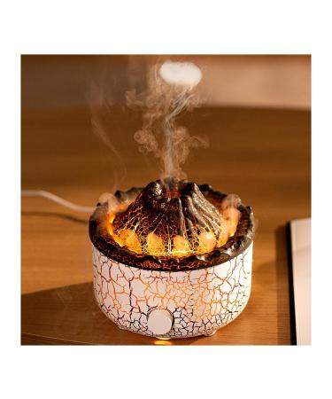 560ML Essential Oil Aromatherapy Volcano Diffusers Flame Humidifier Aromatherapy Diffuser Volcano Air Diffuser for Bedroom with Remote Control 10W White-162 * 128mm 162*128mm White