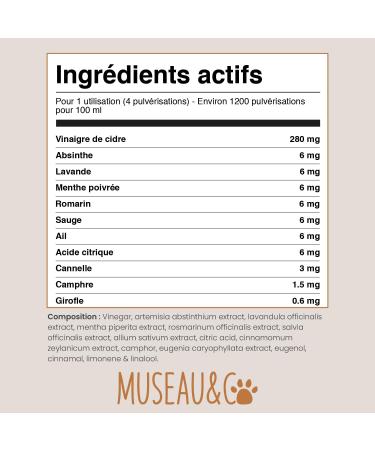 Museau & Co Vinegar of the 4 Thieves for Dogs and Cats - Parasites Shine of the Coat Natural Anti-Itch Grandma's Remedy Made in France (100ml) - Buy Online on GoSupps.com