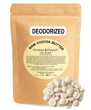 2 lb. Deodorized Cocoa Butter Wafers - 100% Food-Grade Natural & Raw  Vegan  Non-GMO. Great for Skin  Body  Hair Care. DYI Body Butter  Lotions  Chocolate Bars  Creams Reduces Fine Lines  Wrinkles. Used for Eczema Psoria...