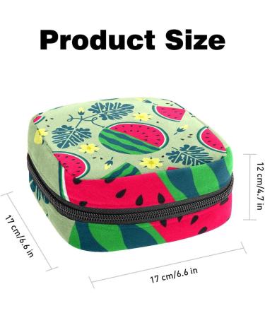 Stylish Menstruation Pad Bag with Zipper - Women's Napkin & Tampon Storage | Mature Watermelon Leaves & Flowers Design - Buy Online on GoSupps.com