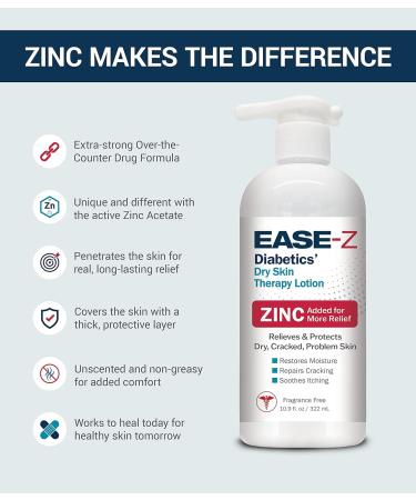 Ease-Z Diabetic Lotion for Dry Skin | ZINC & Shea Butter Relief, Reduces Redness & Soothes Irritation | Long-Lasting 10.9 oz - Buy Online on GoSupps.com