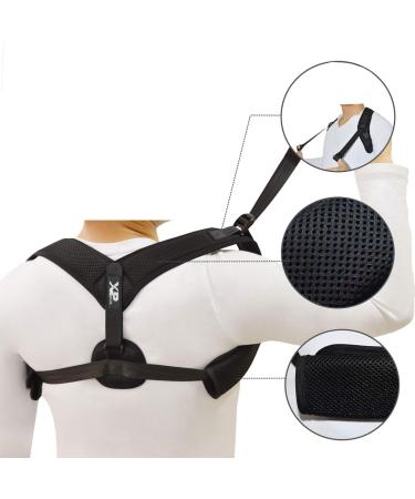 Posture Corrector/Back Brace for Women and Men by XPprax - Adjustable Back Support for Posture Training - Pain Relief for Sore/Tight Upper Back - Improve Appearance and Mobility (no slouching)