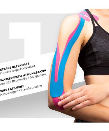 Sportanics Kinesiology Tape - Elastic & Waterproof Kinesiotapes (500cm & Pre-Cut 25x20cm) | Sports & Physio Muscle Support - Black 2 Rolls  - Buy Online on GoSupps.com