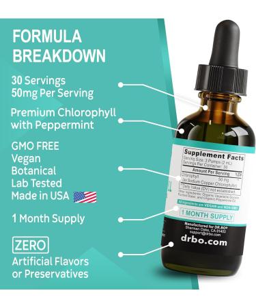 Chlorophyll Liquid Drops - Vegan Body Detox Supplement for Energy & Immune Support | Natural Odor Cleanse & Deodorizing | 2 oz - Buy Online on GoSupps.com