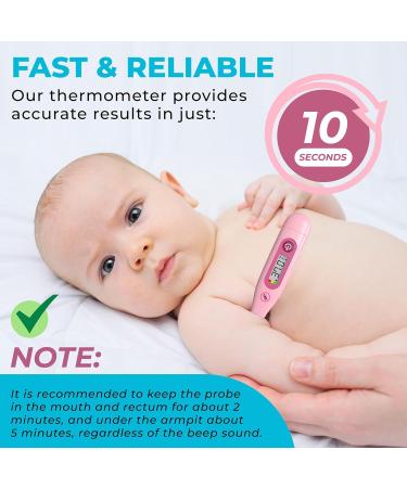 Digital Thermometer ByFloProducts Perfect Baby Thermometer with Accurate Readings and Fever Indicator - Basal Body Thermometer Oral Thermometer Rectal & Underarm with Celsius/Fahrenheit (Pink) - Buy Online on GoSupps.com