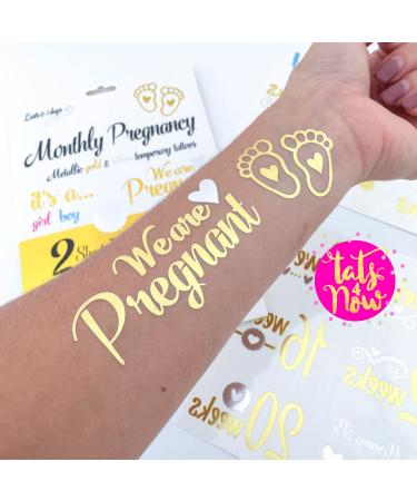 Baby shower  Pregnancy Gift  Pregnancy Reveal  Gender Reveal  Pregnancy Milestone Temporary Tattoos