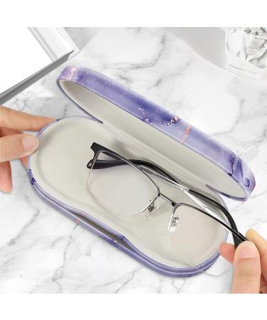 Fintie Hardcase Glasses Case & Contact Lens Container - Double-Sided Travel Set with Mirror - Purple Marble Design - Buy Online on GoSupps.com