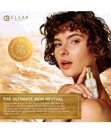 Clear Beauty 24K Gold & Niacinamide Serum For Face - Anti Aging Firming Hydration Tone & Radiance Care - Dermatologist Tested Korean Skin Care Vegan Clean Beauty - 1.69 Fl Oz - Buy Online on GoSupps.com