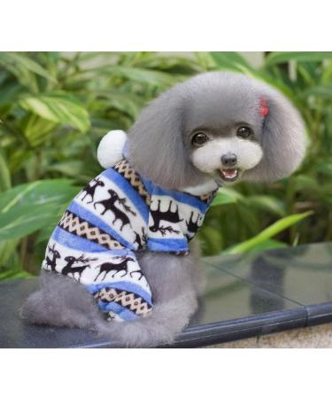 Ranphy Soft Velvet Reindeer Hoodie Sweater for Small Dogs & Cats - Cozy Pile Suit - Size S (Blue) - Buy Online on GoSupps.com