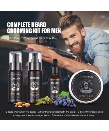 12-in-1 Beard Grooming Kit for Men with Beard Roller, Oil, Shampoo, Conditioner, Brush, Balm, Comb, Scissors - Citric Acid Infused - Gifts for Him - Buy Online on GoSupps.com